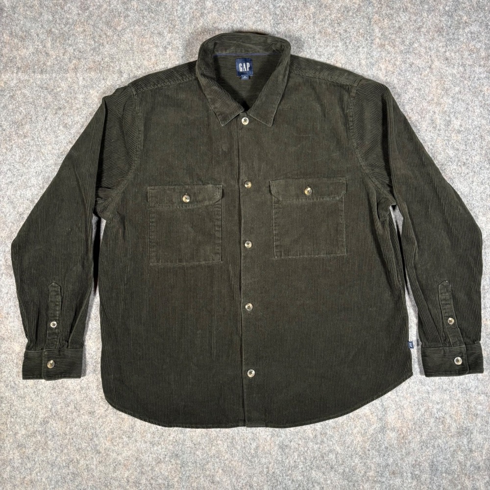 GAP Men's Olive Green Corduroy Button-Up Shirt